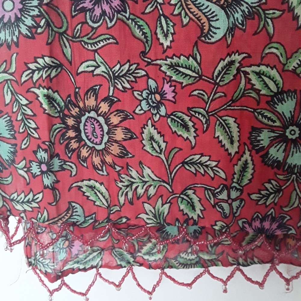Light cotton beaded beach cover/large shawl